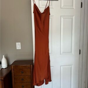 Astr the label rust orange midi dress